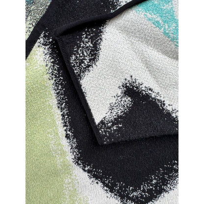 Nic+Zoe Long Open Front Cardigan Womens Size L Arty Black White Green 3/4 Sleeve