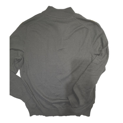 Men's Light Knit Sweater Half Zip Collar Black Size L Club Merino Wool Blend NWT