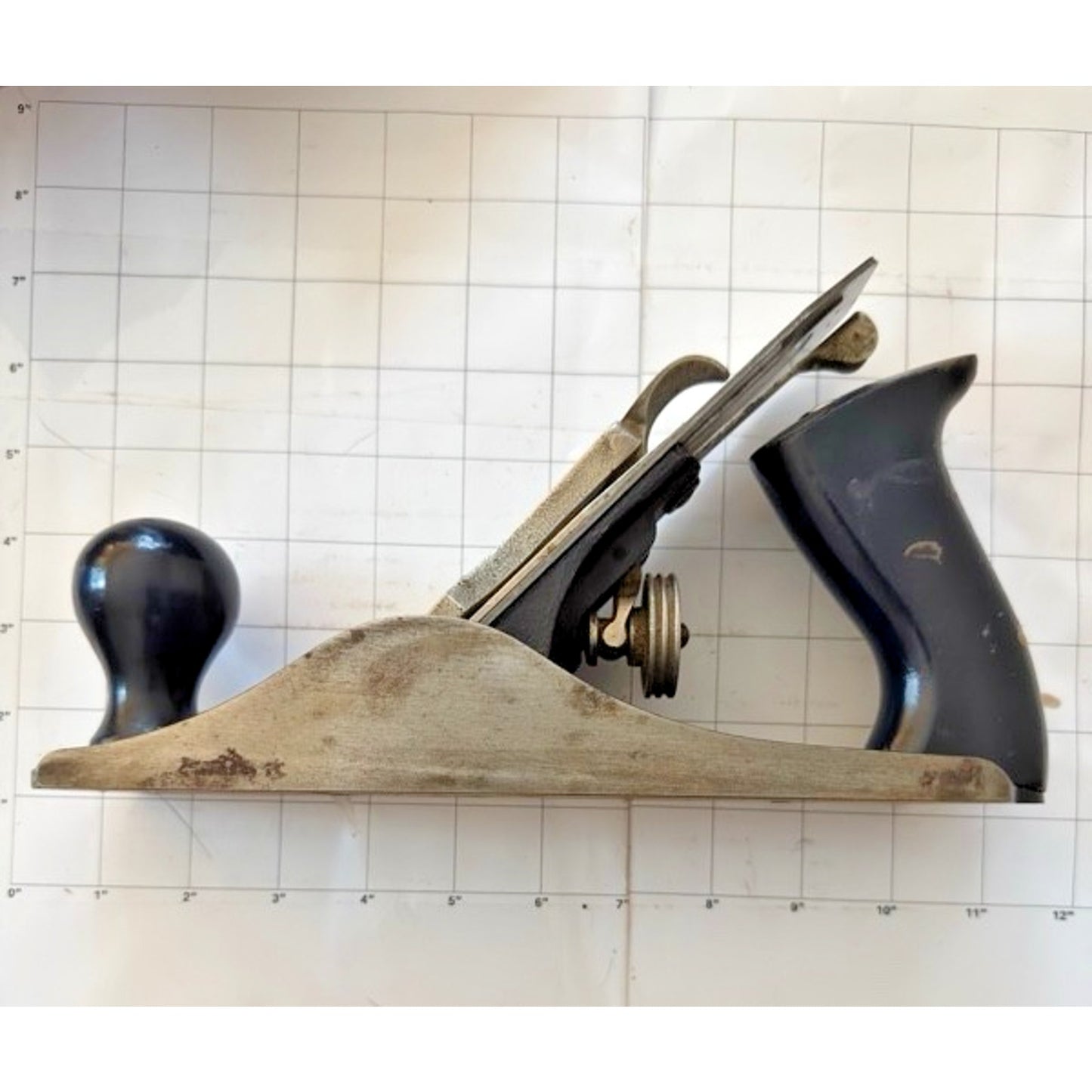 Vintage Stanley Handyman H1204 Bench Plane 9” Made in USA Wood Tote & Knob