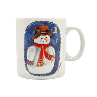 Vintage Snowman Mug - Elaine Thompson 1997 Gold Edge Excellent Condition