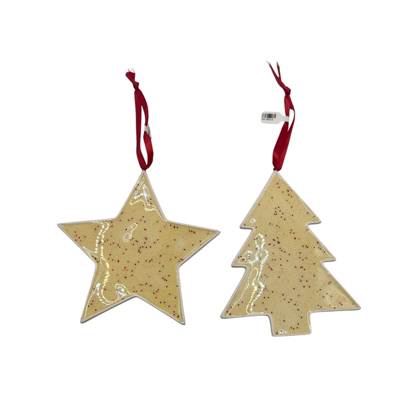 Christmas Ornaments - Glitter Star & Tree Holiday Decorations