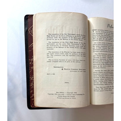 Vintage 1954 Holy Bible Hardcover New Catholic Edition Illustrated