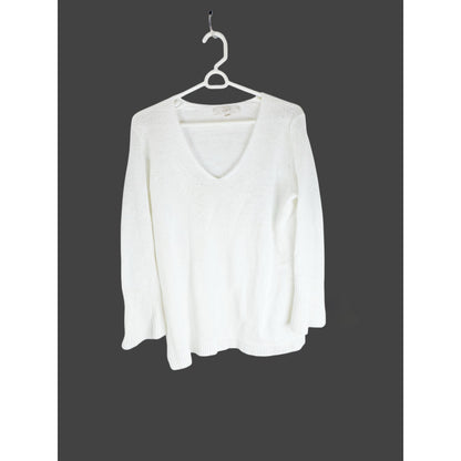 White Sweater with V Neck - Ann Taylor Loft - Extra Large