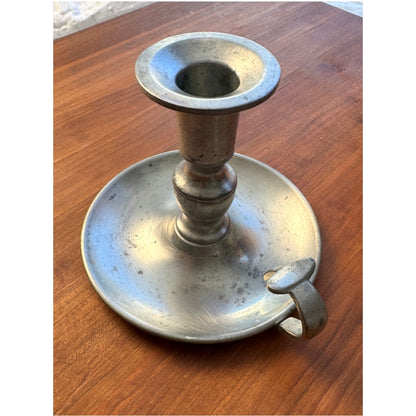 Woodbury Pewterers Pewter Candle Holder Chamberstick VINTAGE - Colonial Style 4”