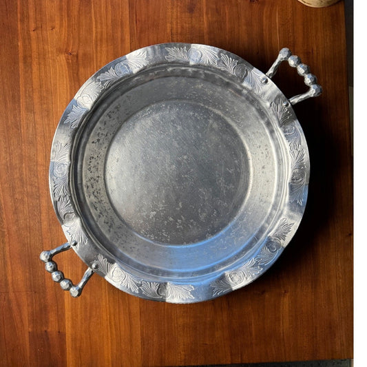 Rare Vintage Forged Aluminum Everlast Tray 1124 - Floral Fluted Edge MCM Design