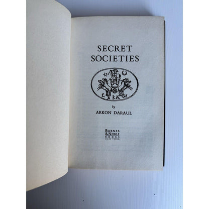 Secret Societies: A History by Arkon Daraul 1999 Barnes & Noble Hardcover w/DJ