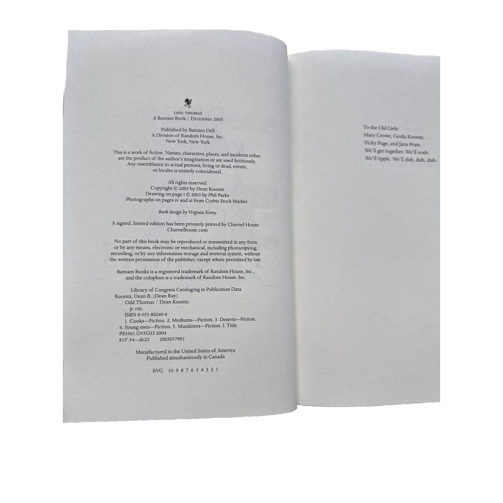 Collectible Book 1 Odd Thomas by Dean Koontz 2003 1st Ed 1st Print HCDJ