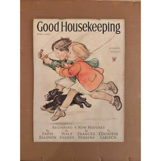 Vintage Good Housekeeping Magazine Cover April 1934 antique illustrations by Vernon Thomas