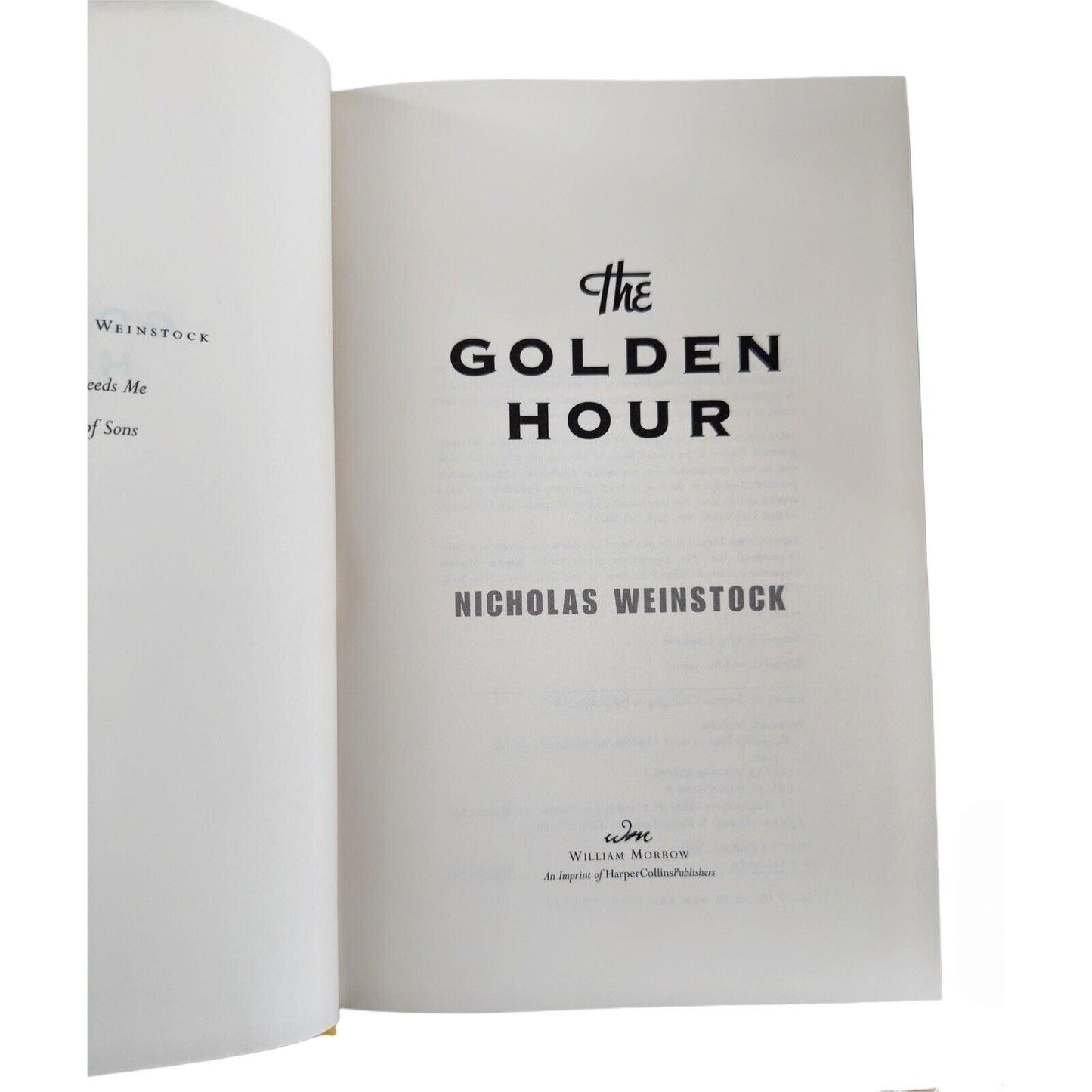 Golden Hour : A Novel by Nicholas Weinstock 2006 1st Edition 1st Print HCDJ