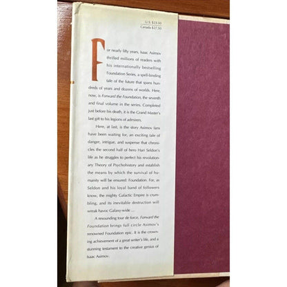 Isaac Asimov Forward the Foundation 1st Edition 2nd Print Vintage 1993 HCDJ