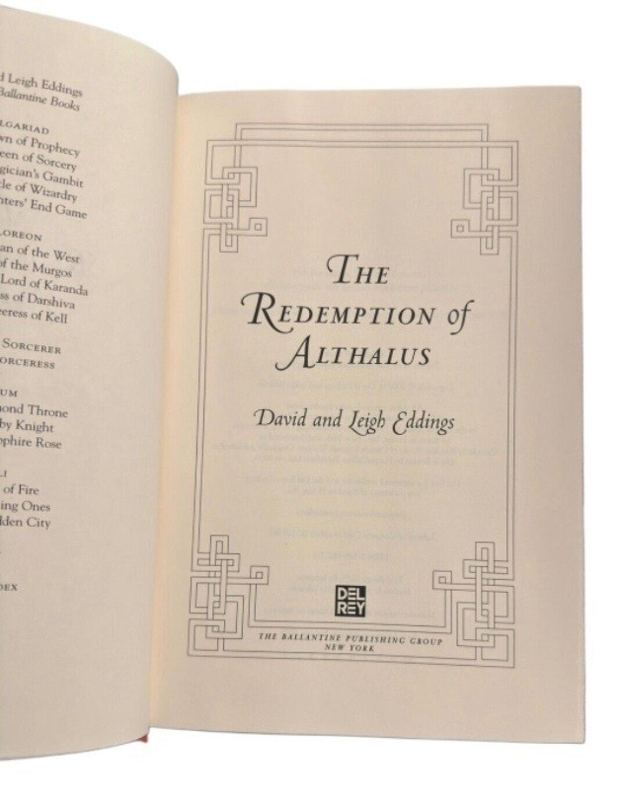 David Eddings The Redemption of Althalus First 1st American Ed 1st Print HCDJ 2001