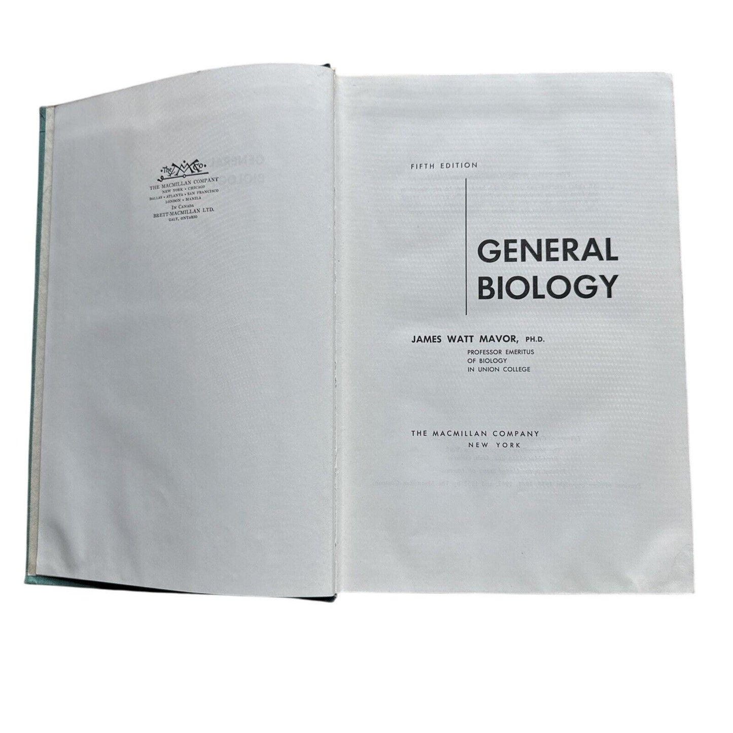 Vintage Textbook 1959 General Biology by James Watt Mavor Hardcover Fifth Edition First Printing